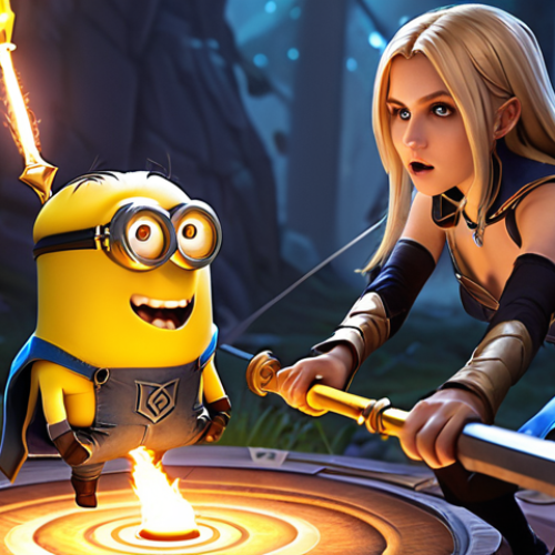 **Lux, League of Legends, casting her "Light Binding" (Q) to snare two targets (enemy champion and minion).** (Focus on the strategic use of the skill)